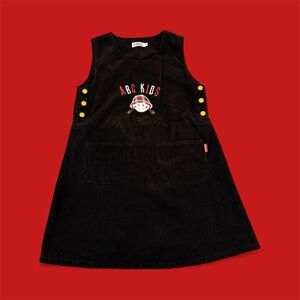 Black Corduroy ABC Kids Dress